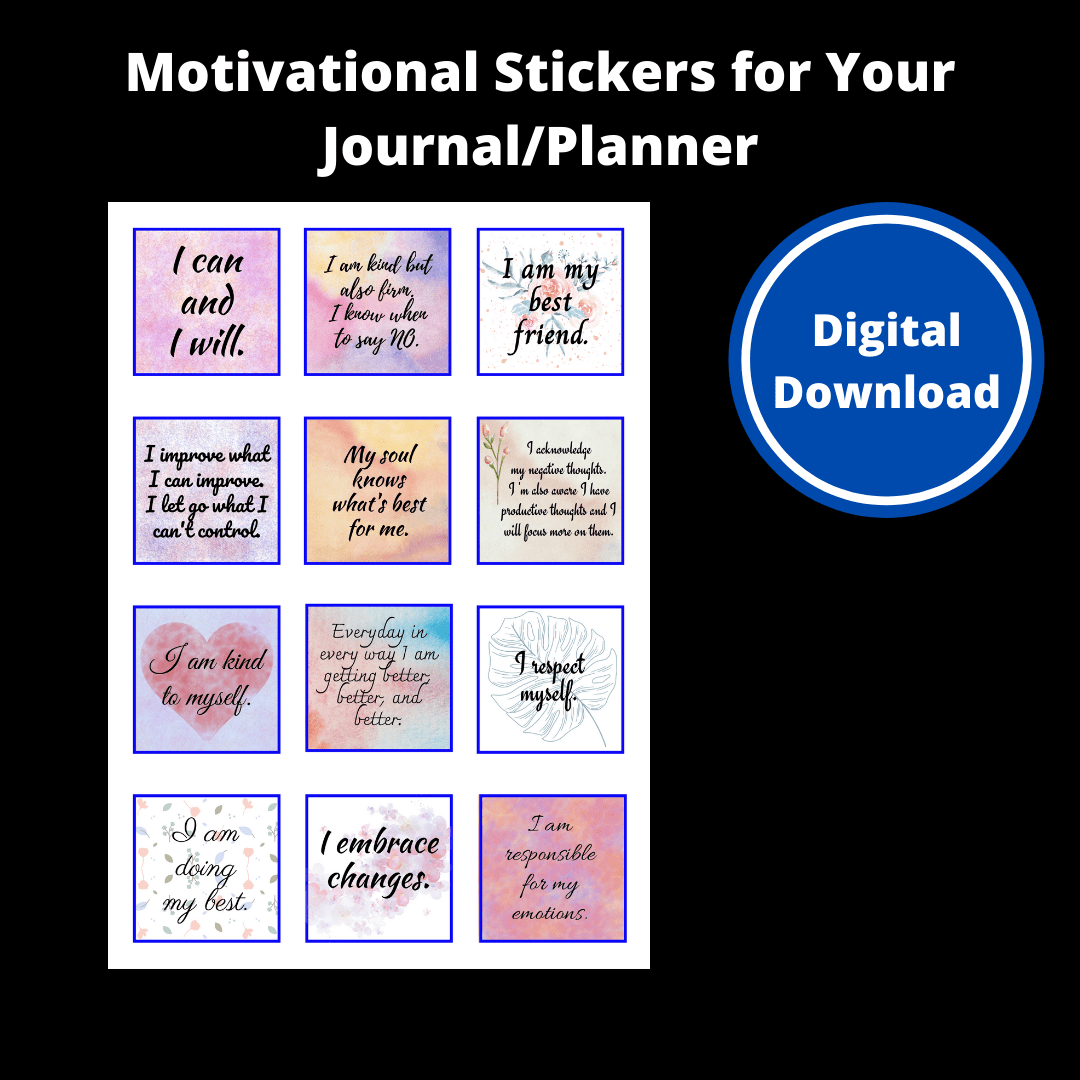 48 Printable Motivational Positive Quotes Affirmation Stickers